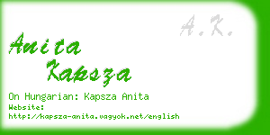 anita kapsza business card